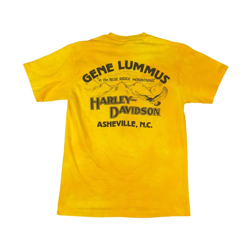 Vtg 1987 Harley Davidson Asheville NC Eagle T Shirt Size S (Tagged M) Yellow USA - Picture 2 of 9